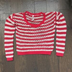 Aeropostale Red and White Striped Women's Sweater